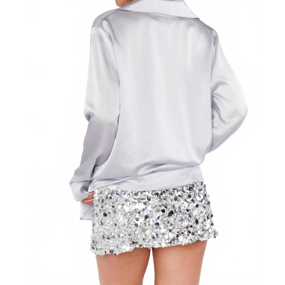 NEW SHOW ME YOUR MUMU all night skort in silver metallic sequins - Picture 2 of 3